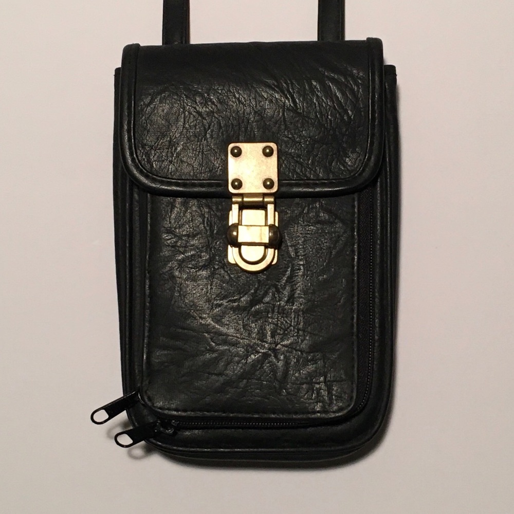 Versada Organizer Purse Faux Leather Black